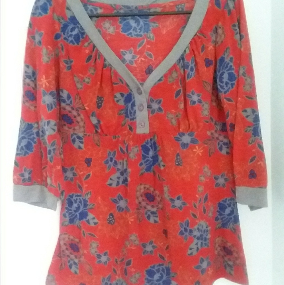 Floral F21 3/4 sleeve hippie shirt